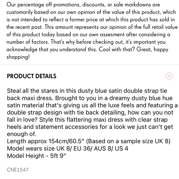 Dusty Blue Satin Double Strap Tie Back Maxi Dress Size 10 NWT - Picture 7 of 7